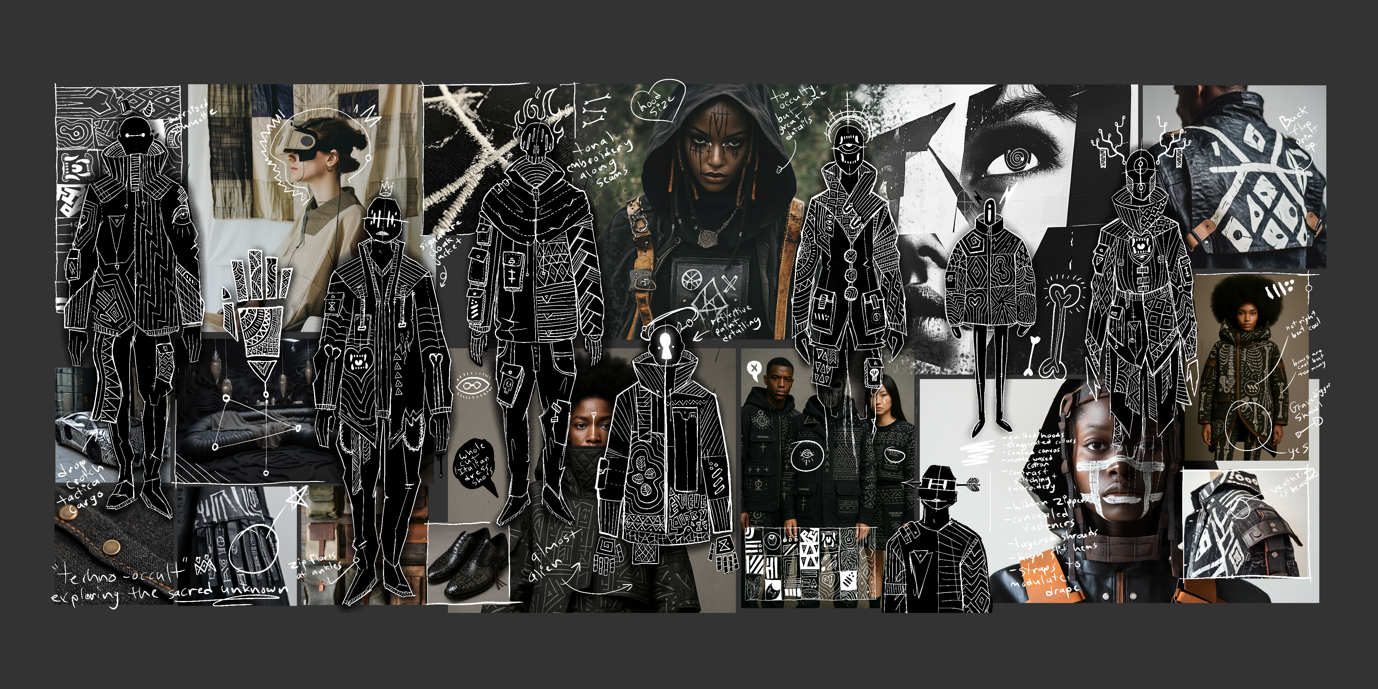 Obsidian Ritual - Apparel Project apparel design lineart sketch tech pack textile