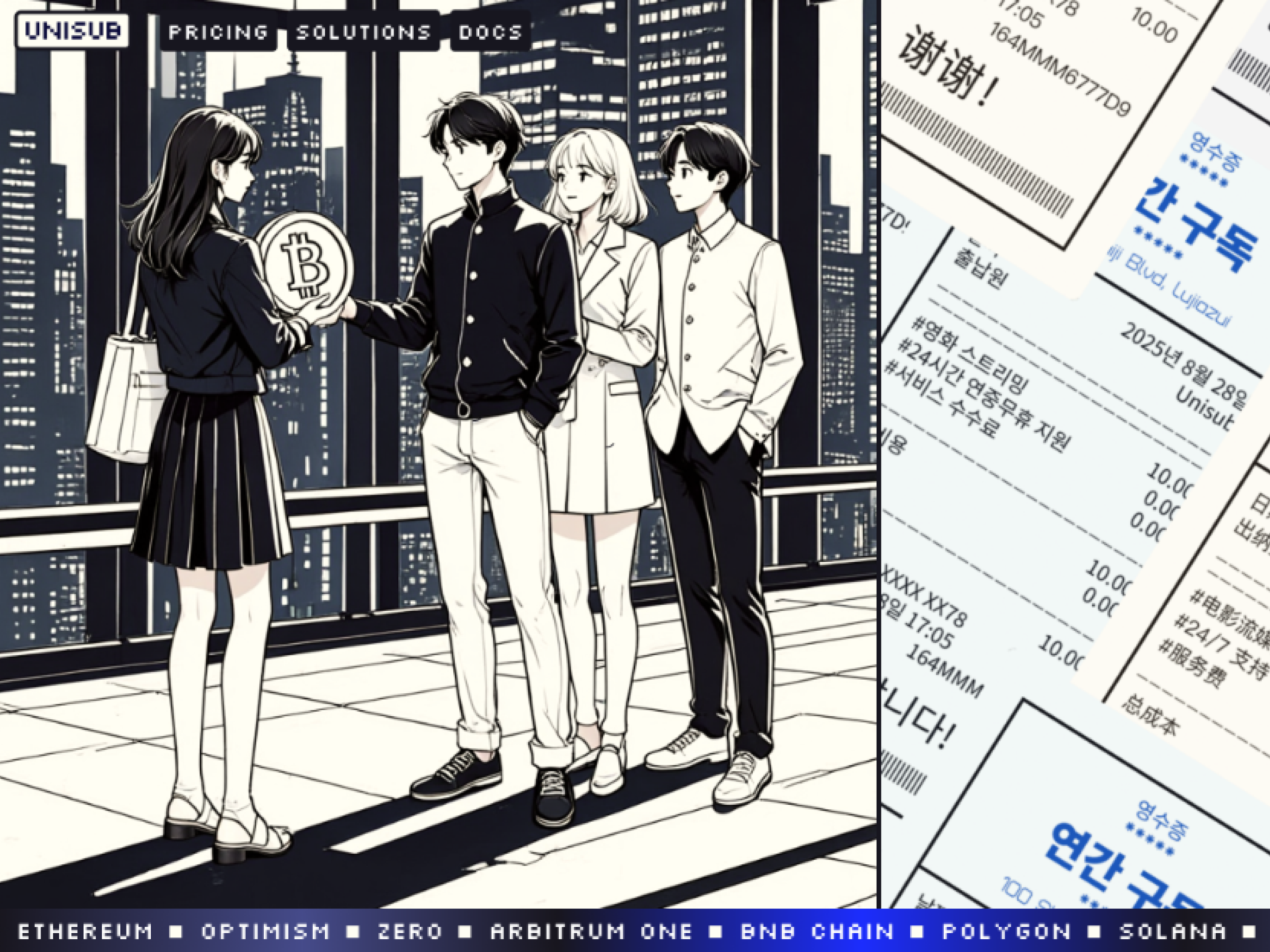 Unisub Landing blockchain crypto landing payments