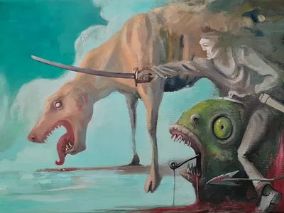 Forward illustration made by humn oil painting surreal traditional art