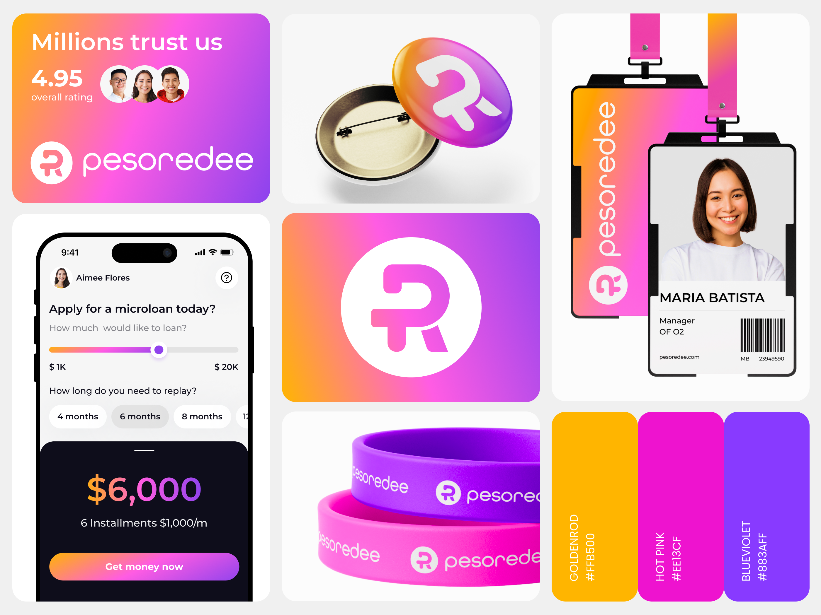 Example of Branding for Fintech, Logo, ID Card, Mobile App | Pesoredee