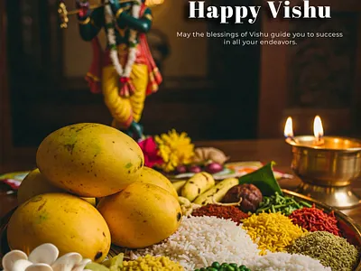 Happy Vishu - Mushroom Company advertisement branding creatives graphic design indian celebration kerala festival mushroom company social media post special day poster vishu vishu wish