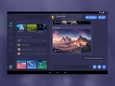 Concept Interface app tablet android 3D Lightfield adobe xd android app application lightfield messagerie ui