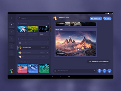 Concept Interface app tablet android 3D Lightfield adobe xd android app application lightfield messagerie ui