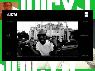 Hero Section - Juicy J art directed branding design editorial design graphic design hero section music musician ui ui design user interface videos web design