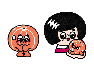 How to peel a tangerine? 2 cartoon cute design doodle fun girl hand illustration instruction japanese kawaii logo nude tangerine