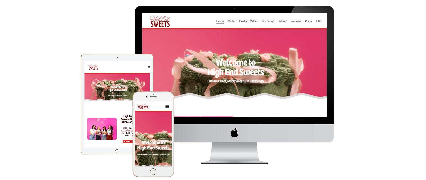 Responsive Bakery Web Design | Online Cake Ordering bakery branding mobile responsive squarespace ux design web design