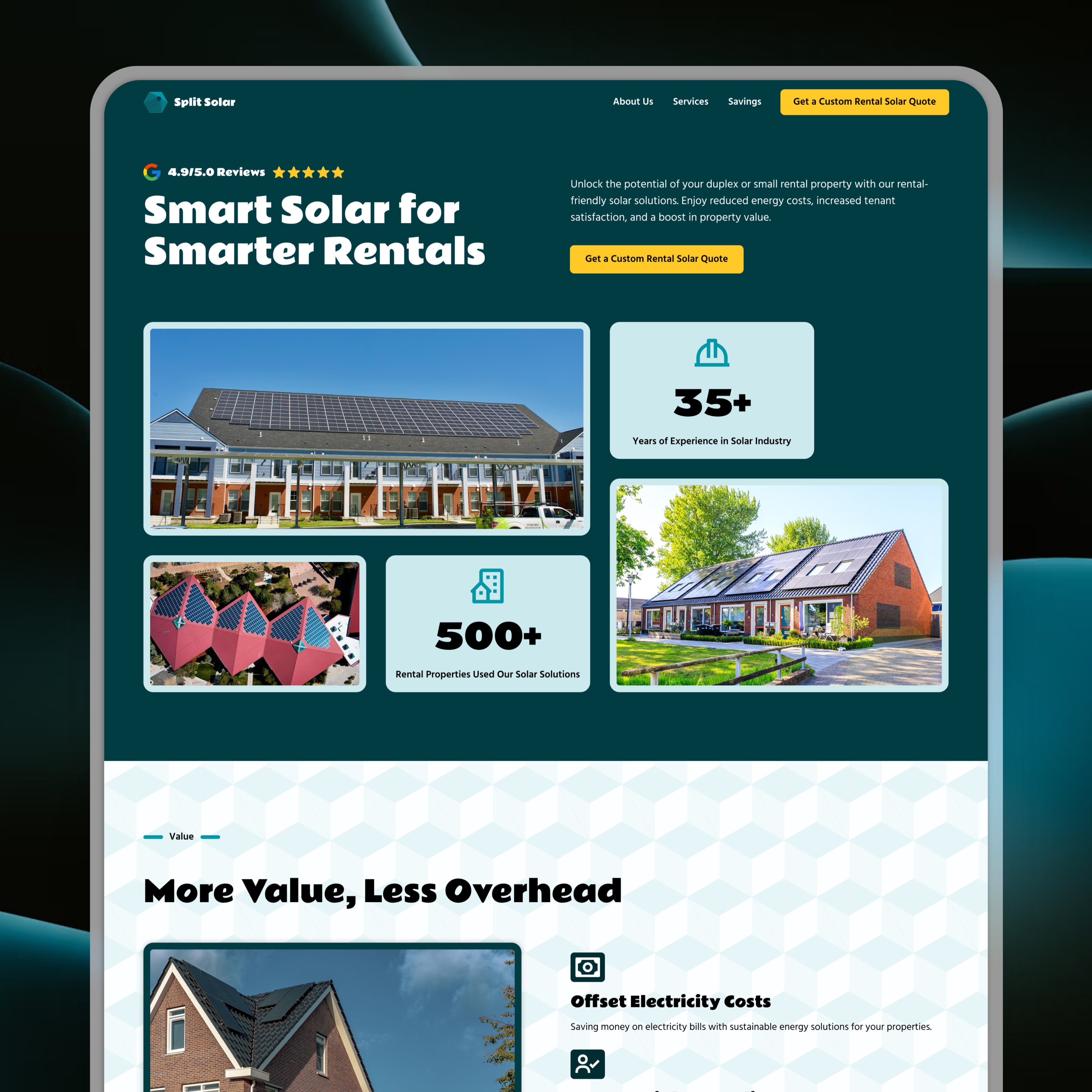 Split Solar 🏡 | Rental Property Solar Website Design landing page modern solar solar company website solar landing page solar website solar website design solar website template web design website design
