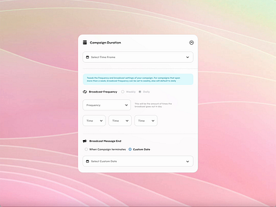 Campaign Duration Component broadcast campaign components dashboard managemement minimal product design ux widgets