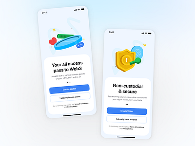Web3 Wallet Onboarding Simple & Secure blockchain branding concept crypto dailyui design graphic design illustration login mobile app onboarding signup ui web 3