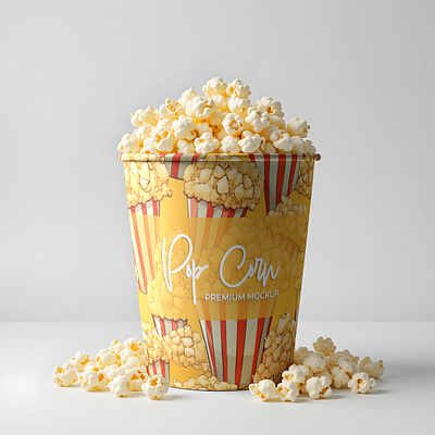 Pop Corn Box Mockup ( PSD File ) bioskop cinema pop corn premium mockup psd mockup