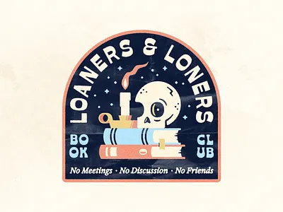 Book Club badge books candle club crest illustration logo skull sticker
