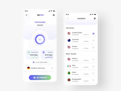 OnVPN- A Virtual Private Network App analytics app business data modern app saas uiux vpn vpn app design