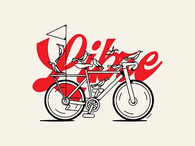 Freedom bicycle bike birds design doddle freedom graphic design illustration letter lettering red type vector