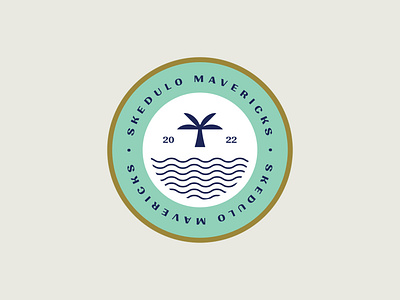 Skedulo Mavericks badge branding green logo mavericks palm tree tropical waves