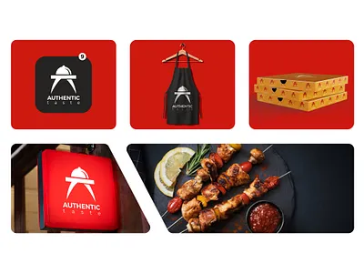 AUTHENTIC TASTE is a restaurant logo(unused) a letter logo branding chef logo cuisine logo food logo logo design minimalist logo restaurant logo