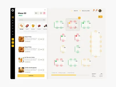T-paga Restaurant App ai food organization restaurant app service design space data tables waiters yellow