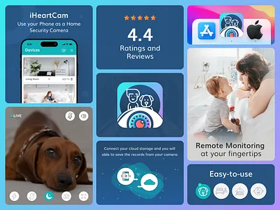 iHeartCam App Design & Branding bento design flat ui flatui graphic design ios7 app logo mobile app mobile app development ux
