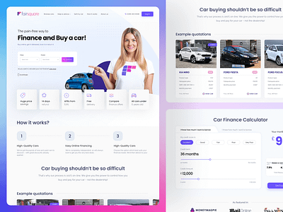 Car listing website Redesign buy sell calculator car landing page car listing car purchase car sell classified classified website clean ui fresh design hero section landing page landing page design loan calculator minimal design redesign sell resell vehicle vehicle website web design