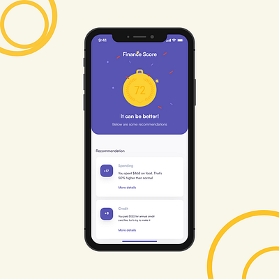Finance Score Mobile App UI Design app design credit score design finance finance app finance score finance ui fintech mobile finance app personal finance score tracker ui