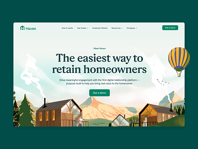 Haven – Homepage agency animation branding clean design green haven home homepage illustration landing page motion graphics saas serif together ui ux web web design