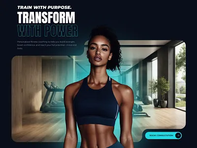 Fitness website hero section with slieshow animation for Framer blue dark fitness gym header hero home landing light neon site webdesign website woman workout