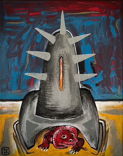 Dům ještěří ..., akryl na plátně, 30 x 25 cm