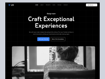 Design Team — Hero Section UI agencywebsite clean ui creativedirection dark theme design team designing designteam figma hero section landing page uiux ux web design