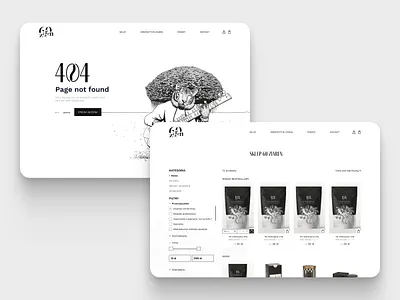 60ziaren – online shop for a coffee roastery 404 americano app beans black coffe design ecommerce espresso filters illustration mobile mono pack product roastery shop ui ux white