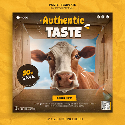 Farming Social Media Post cheese cow farming milk organic promotin social media