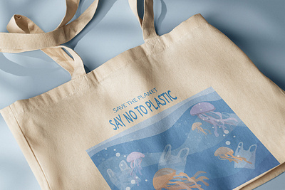 No to plastic bag branding design ecology graphic design illustration logo typography vector