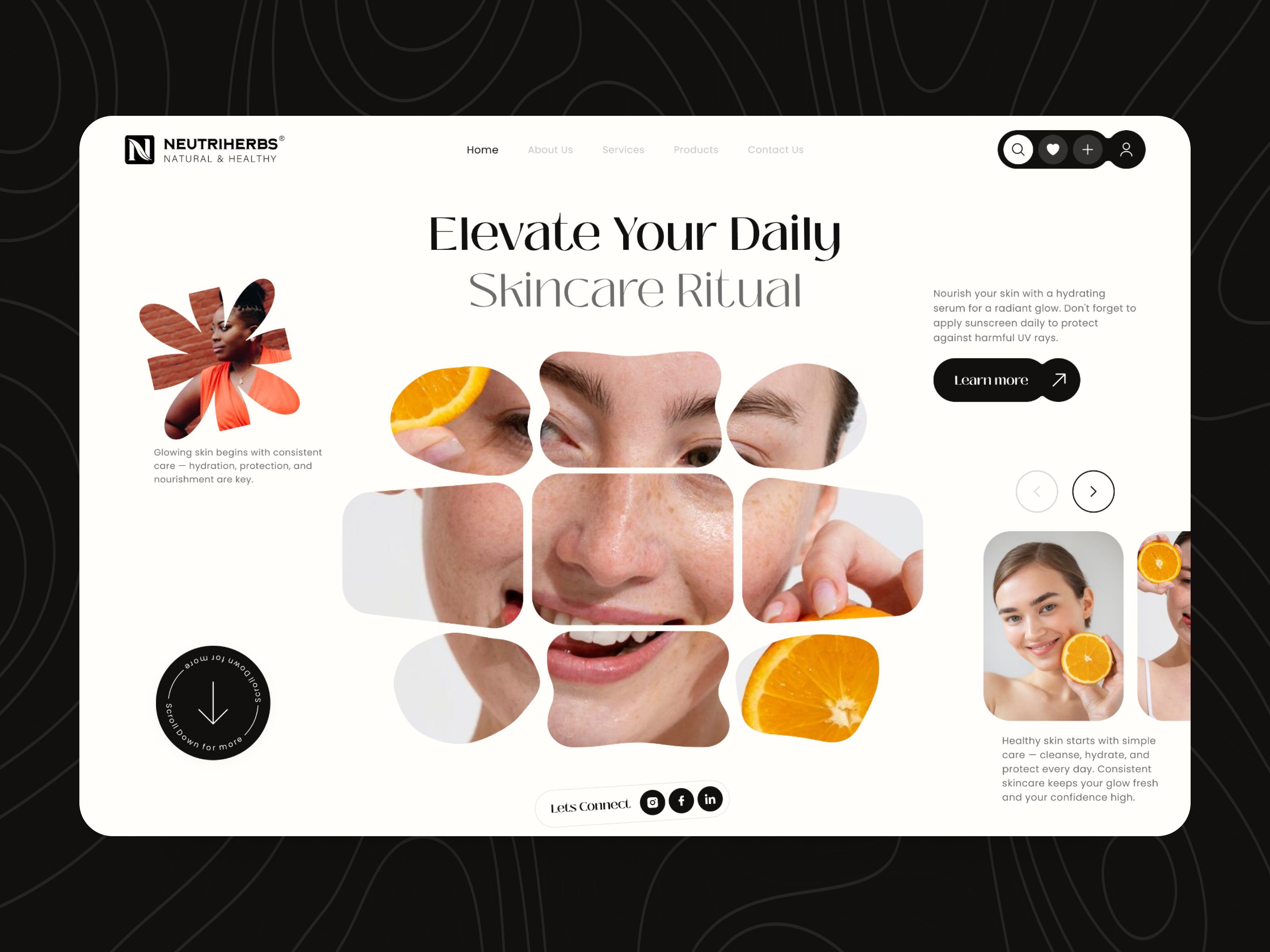 Example of Modern UI for a Clean Beauty Brand