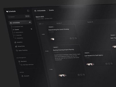 AI Scheduling Dashboard, Rejected Concept ai dashboard saas scheduling uiux webdesign