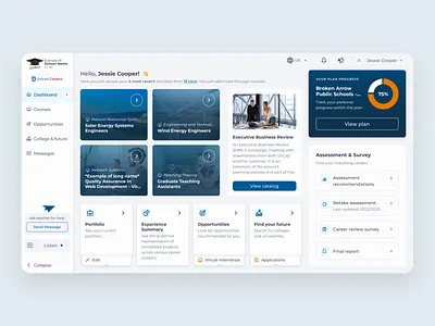 Defined - Dashboard bento bento grid clean cockpit courses dashboard learning management system lessons lms minimal progress