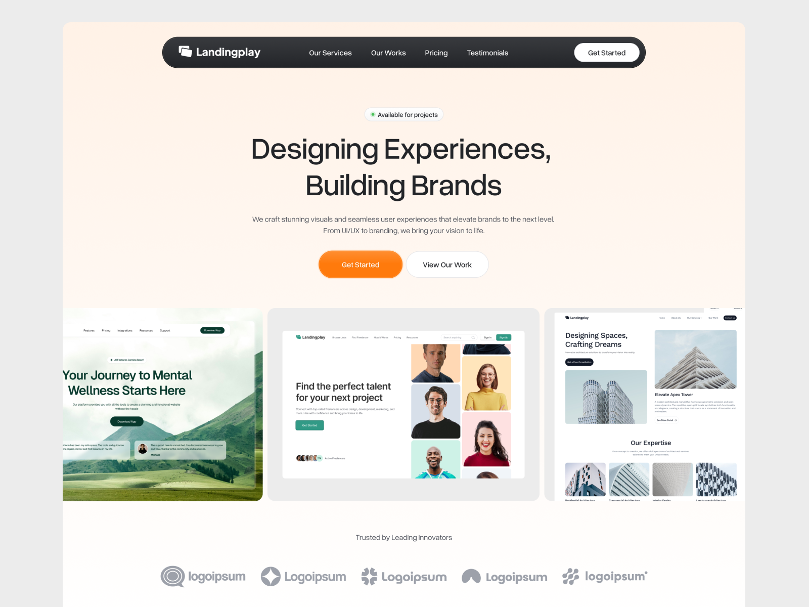 Branding Agency Hero Section branding agency clean design creative agency hero section homepage landing page marketing website minimal modern portfolio professional ui design ux design web design website design