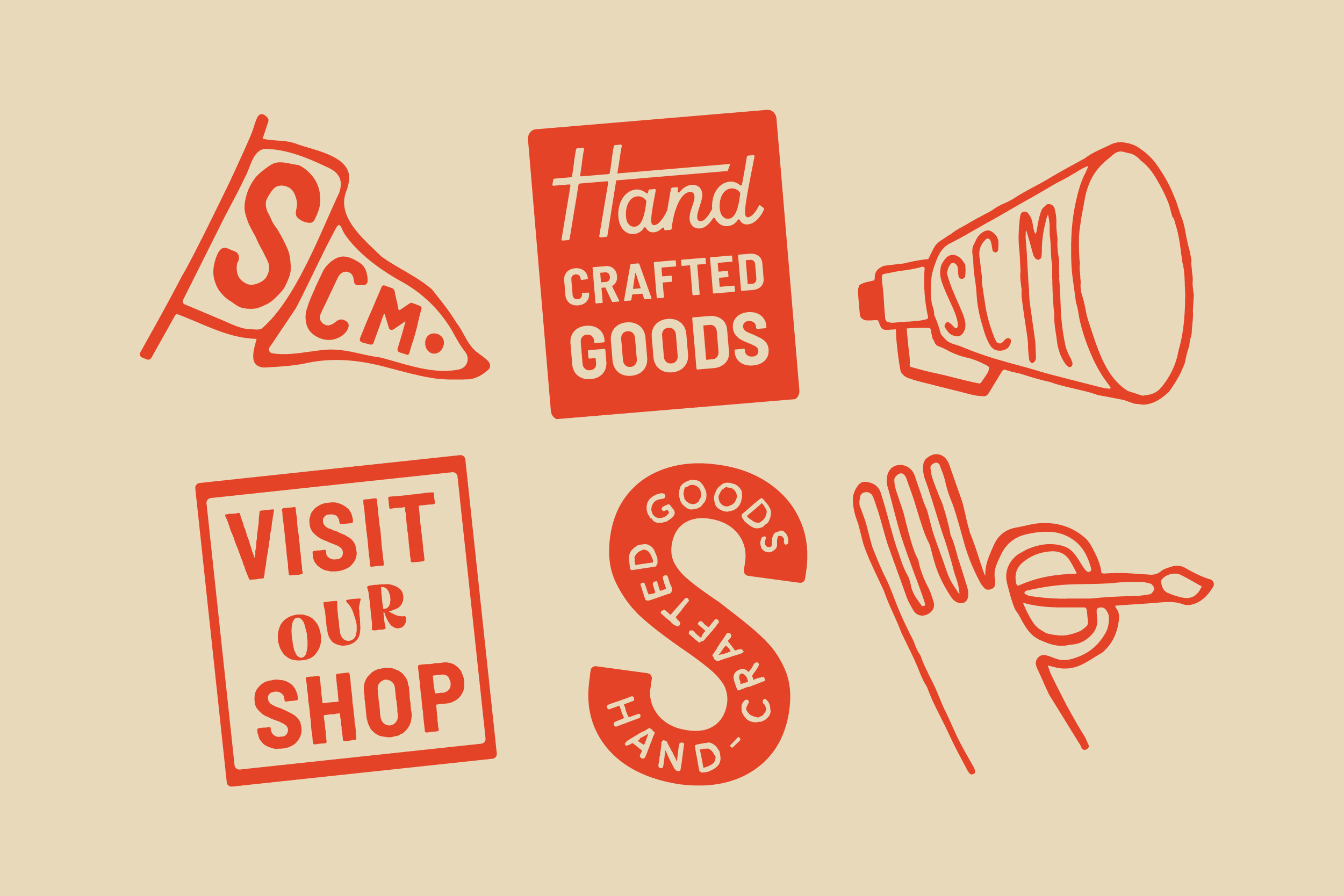 Logo Icon Set brand identity branding custom typography flag illustration graphic design hand illustration script typography