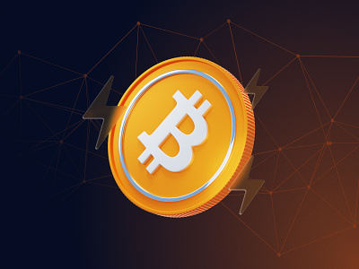 Bitcoin Lightning Network 3d asset bitcoin blender coin crypto finance fintech glass glassmorphism lightning lightning network money net network orange render visualisation