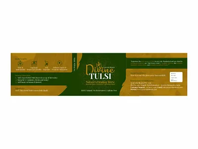 Divine Tulsi – Dry Tulsi Drink Packaging ayurvedic drink lable ayurvedic packaging branding design divine tulsi dry tulsi graphic design icon label template lable logo tulsi drink packaging tulsi packaging
