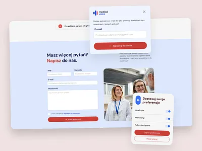 Medical Voice - Contact banner clear contact cookies form landing landing page medical minimalistic modal voice