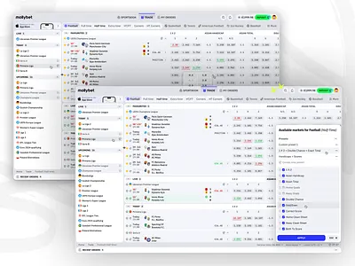 Mollybet: Trade bet betting bookmaker design desktop football interface light light theme mollybet sports sports betting sportsbook trade ui ux web website