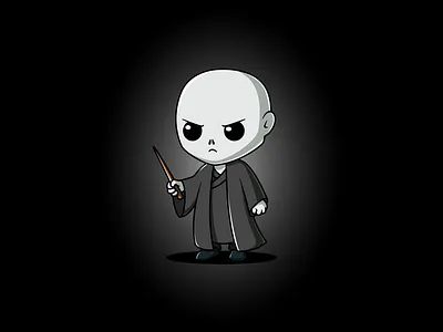 Voldemort with Magic Wand | Dark Cartoon Vector Illustration character