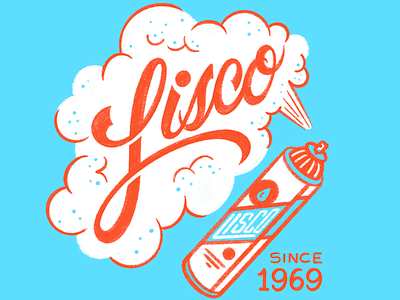 Lisco badge can cloud lettering logo paint script sketch spray