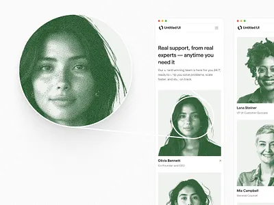 Halftone effect — Untitled UI about us contact us halftone monotone support page team web design website design