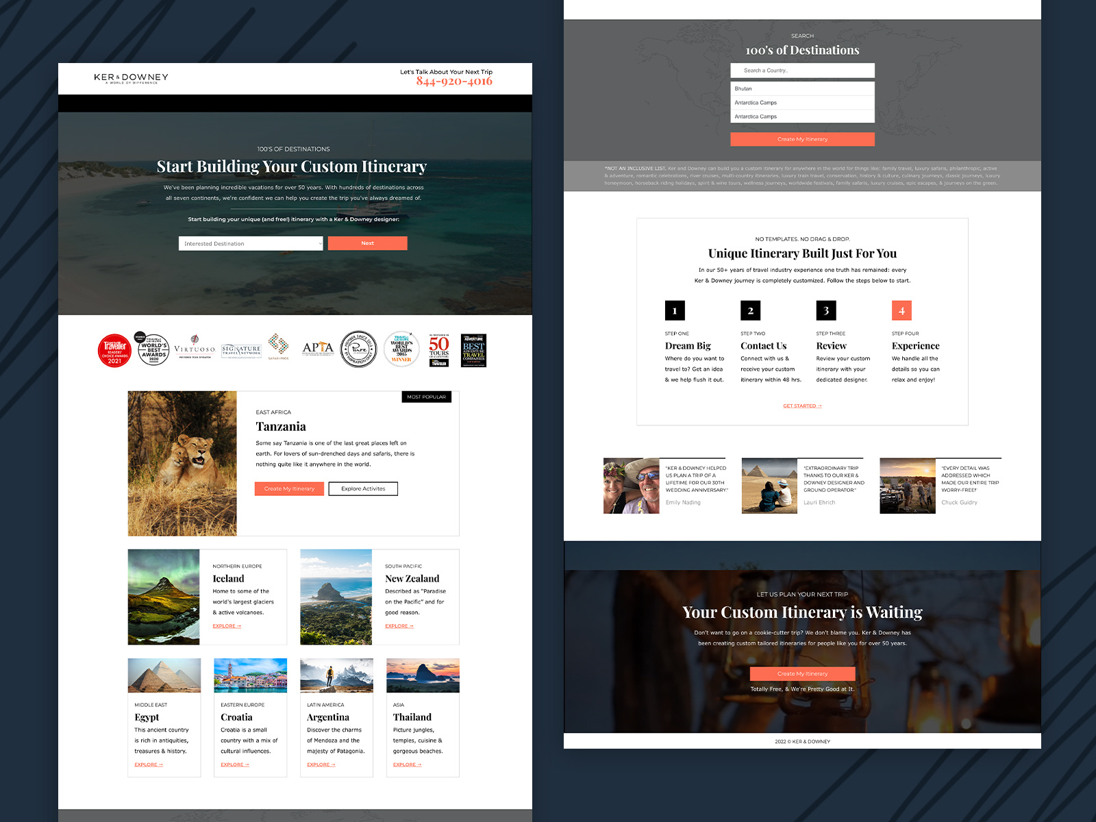 Ker & Downey Custom Vacation Itinerary Landing Page branding design digital design landing page ppc ui ux web design website