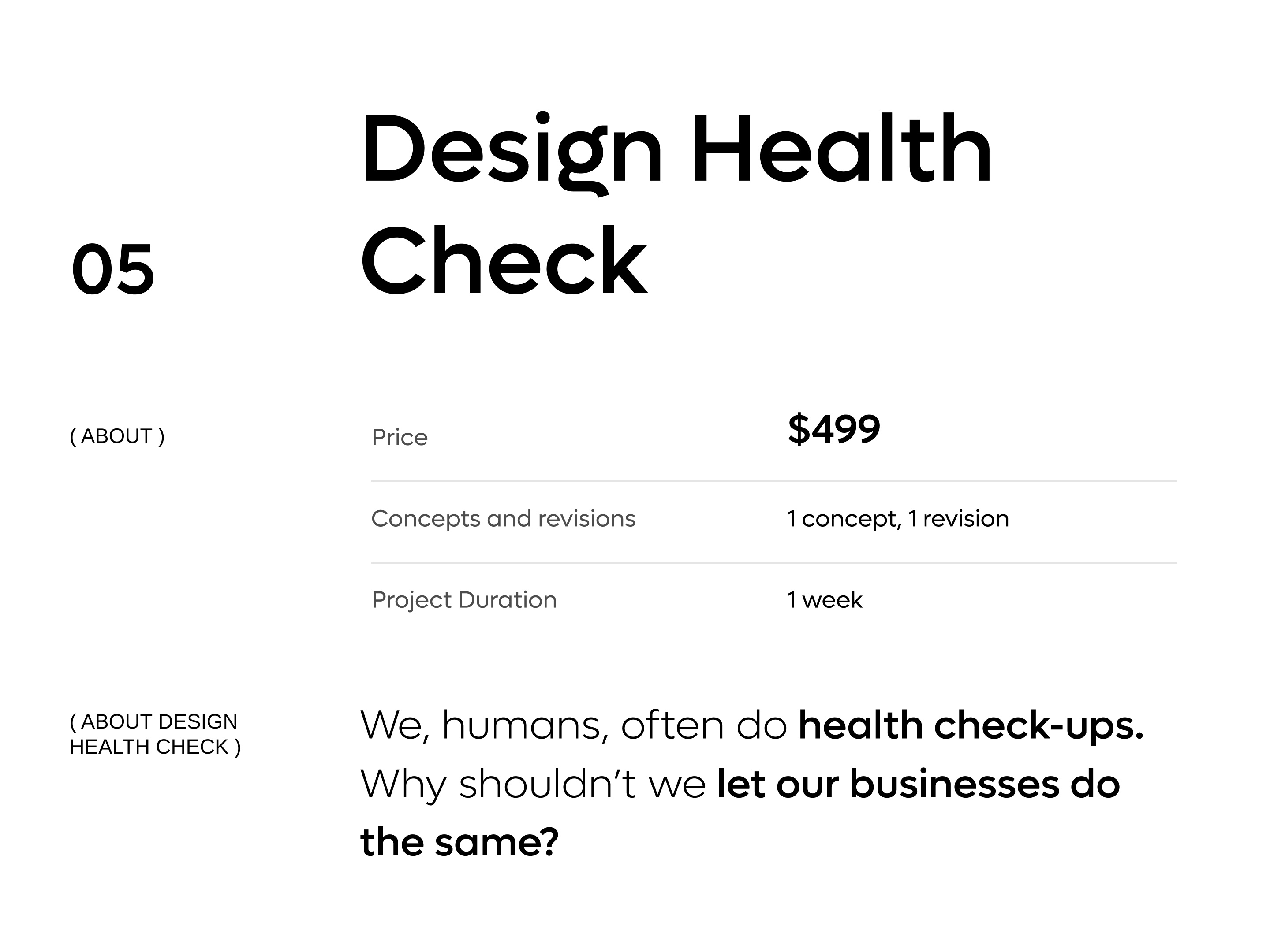 Example of Design Health Check