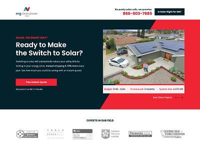 NRG Clean Power Landing Page branding design digital design energy landing page ppc solar ui ux web design website