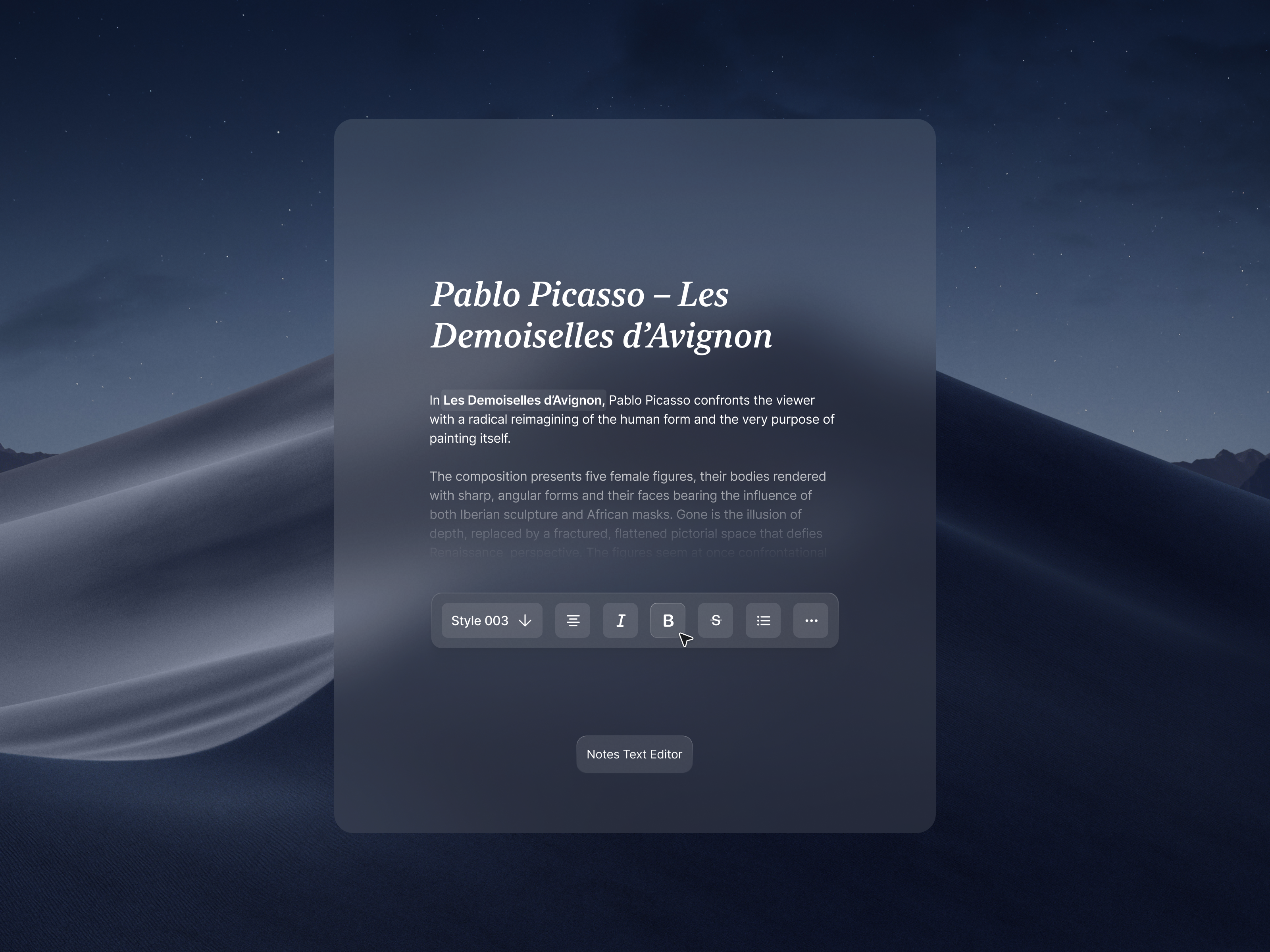 Text Editor UI – Glassmorphism Concept Design Idea 2025 trends clean design dailyui editor future glassmorphism glassmorphism ui ios macos modern notes product design uiux web design