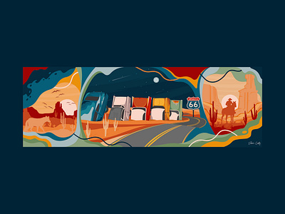Walmart Mural Design - Amarillo, Texas cadillac cadillac ranch clean corporate graphic design illustration mural route 66 texas walmart