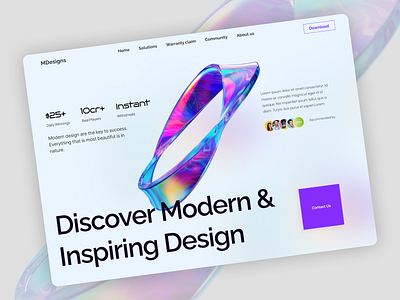 Discover Modern & Inspiring Design branding design designer hero section landing page moderndesign motion graphics product design typography ui uiux ux visual design website design