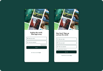 🌍 Travel App UI – Login & Sign Up Screens appdesign dribbbleshots loginscreen mobiledesign signupui travel travelapp ui uiux