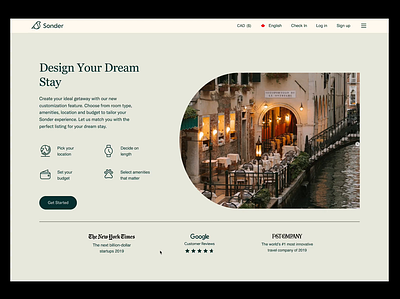 Sonder - Design Your Dream Stay - Concept airbnb design destinations holiday holidays hotel quiz sonder stays travel trip ui ux vacation web website